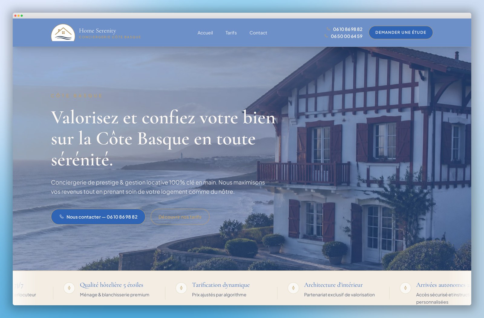 Capture d’écran du site Home Serenity, Conciergerie & gestion locative